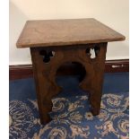 Early 20th Century stained beechwood square occasional table of Liberty design, decorated in Poker