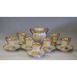 Early 19th Century Darte Freres Paris porcelain gilded part coffee service, comprising lidded