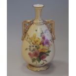 Royal Worcester Blush Ivory two handled vase, 15.5cm high, No. 1539