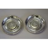 Pair Elizabeth II silver Jubilee pin dishes, London 1977, 10cm diameter, combined weight 141g