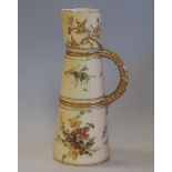 Royal Worcester Blush Ivory tall jug, 20.5cm high, No. 1047 (some decoration wear and chip to