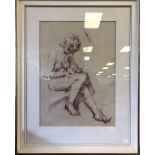 20th Century Sanguine drawing - Seated female nude, 40cm x 29cm, indistinctly signed and dated 1978,