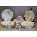 Late 19th Century Royal Crown Derby part dessert service of Limoges style, comprising five plates