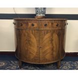 Edwardian inlaid figured mahogany demi-lune commode, on square tapered legs, 108cm wide x 22cm