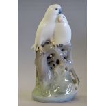 Royal Copenhagen porcelain figure of two parakeets, No 649, 20cm high