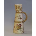 Royal Worcester Blush Ivory tall jug, 20.5cm high, No. 1047 (some decoration wear)
