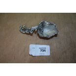 Foliate silver caddy spoon