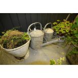 Quantity of Galvanised Watering Cans & Other Planters