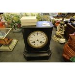19th Century French Black Slate Mantel Clock (Dial Cracked)
