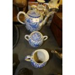 Japanese blue and white 3 piece tea service