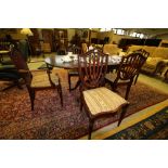 Reproduction mahogany dining table and set of 6 chairs