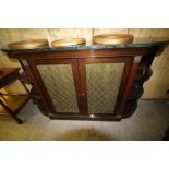 Marble Top Brass Grille Side Cabinet