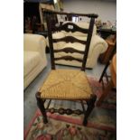 6 19th C Harleyquin ladder back chairs