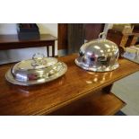 Silver plated entree dish and cloche