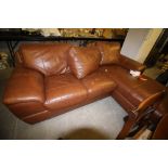 Brown leather chaise end settee