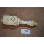 19th century carved ivory nutcracker - in the form of a moustached gentleman (A/F)