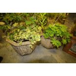 2 Octagonal Stone Planters