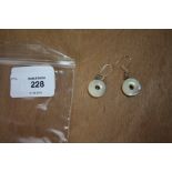 Pair JFD Mother of Pearl & Silver Disc Earrings