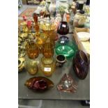 Selection of coloured glasswares