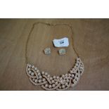 Costume jewellery wedding suite - rose gold coloured and simulated pearl necklace and similar