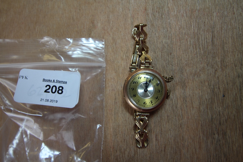 1930s gold cased wristwatch