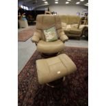 Stressless leather recliner and footstool
