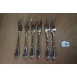 6 Albany pattern silver forks 595g (gross), London 1858