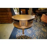 Oak circular coffee table-revolving