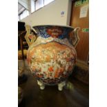 19thC Japanese Imari porcelain two-handled vase (repaired)