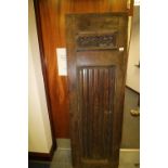 Early 20th Century walnut Confessional door, with metal grille and reeded panel, 60cm x 78cm (a.f.)