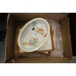 Large oval 1930s baby dish Mabel Lucie Attwell and a pair of ditto bedroom pictures