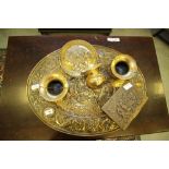 Brass plaques, incense holders and others