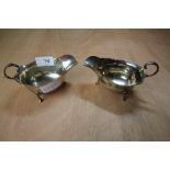 2 George V silver sauce boats