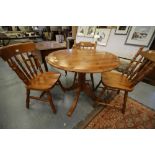 Pine kitchen table and 3 chairs
