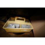 Box of sockets and misc tools inc 12" strong metal cutting discs