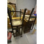 2 Cane Seated Chairs, Stem Table & Pot Cupboard