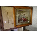 Victorian Needlework & 2 Watercolours of Pasture Scenes