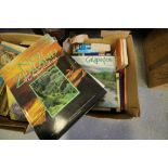 Box of Travel books inc Lonely Planet guides