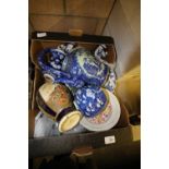 Box of Oriental China & Blue etc