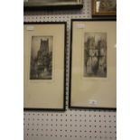 Two F. Robson etchings, York and Ely