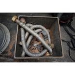 Tin of metal hoses, nuts, etc