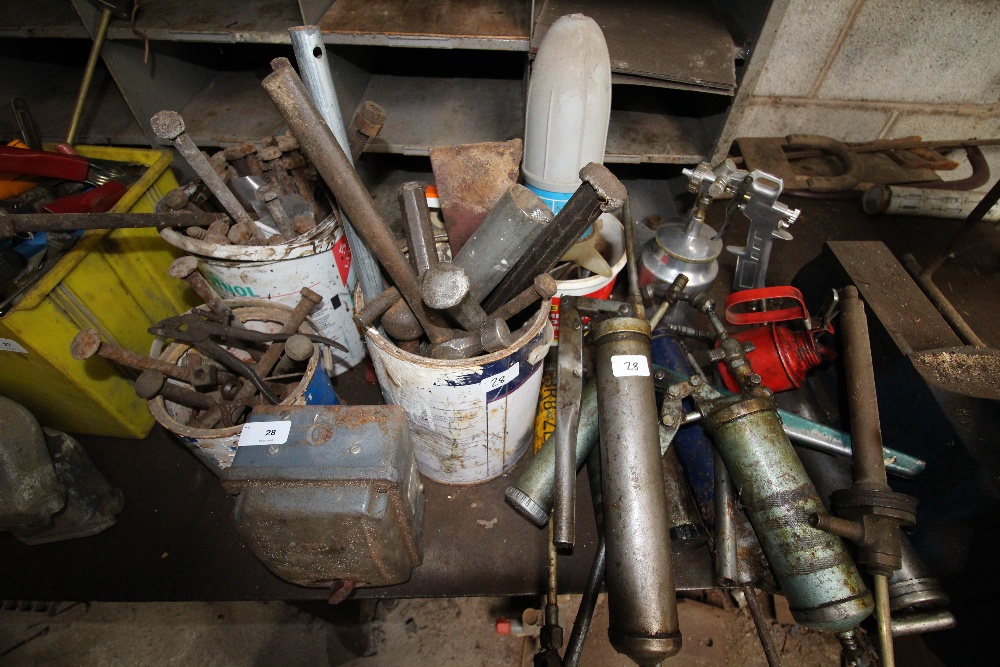 WEM large vintage switch, quantity grease guns, bolts etc