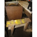 Pair wooden trestles and pasting table