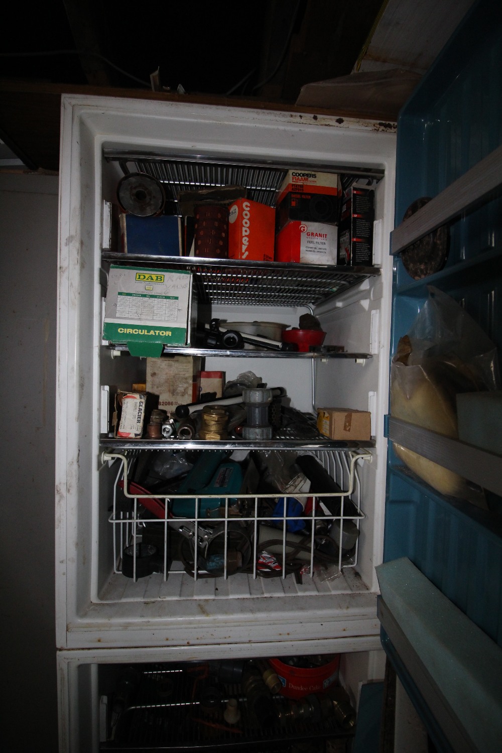 Vintage KPS fridge freezer containing mixed fuel filters and parts - Image 2 of 4