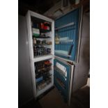 Vintage KPS fridge freezer containing mixed fuel filters and parts