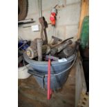 Bucket of mixed tools including shears