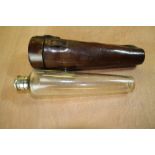 Leather cased glass stirrup flask