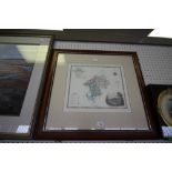 Framed map of Westmorland, after Walker