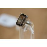 Silver & Smoky Quartz Ring - size O