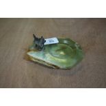 Austrian cold painted bronze and green onyx ashtray, modelled as a terrier (small chip)